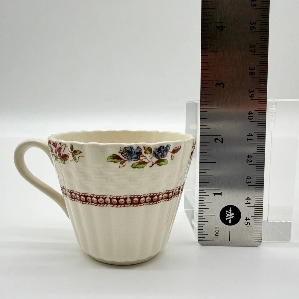 Copeland Spode Rosalie Tea Cup and Saucer Set Floral Basketweave Vintage England